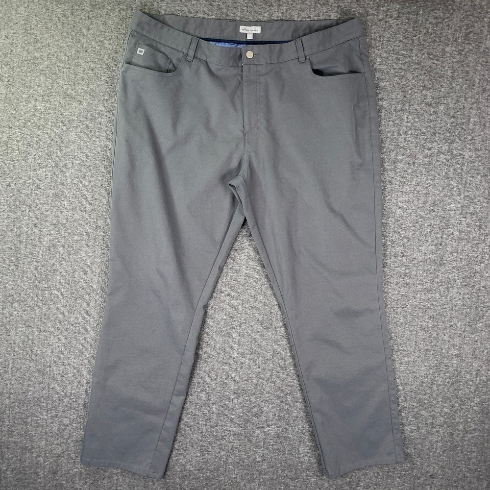 Peter Millar EB66 Pants Men 42x29  Gray Chino Trousers Performance Preppy Modern